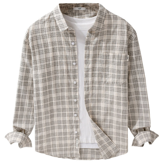 Herren Karierter Baumwoll-Overshirt im Relaxed-Fit mit Brusttasche und Soft‑Touch Nord Taschen