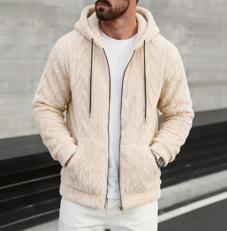 Herren kuschelige Kapuzenjacke aus Teddyfleece mit durchgehendem Reißverschluss und Kängurutaschen Nord Taschen