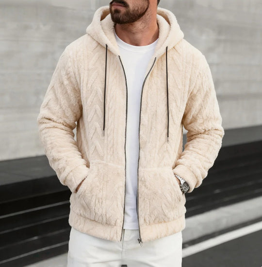 Herren kuschelige Kapuzenjacke aus Teddyfleece mit durchgehendem Reißverschluss und Kängurutaschen Nord Taschen