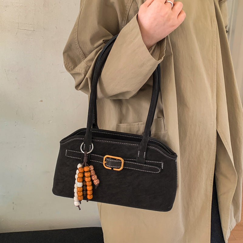 Damen elegante Schultertasche aus feinstem Veloursleder Nord Taschen