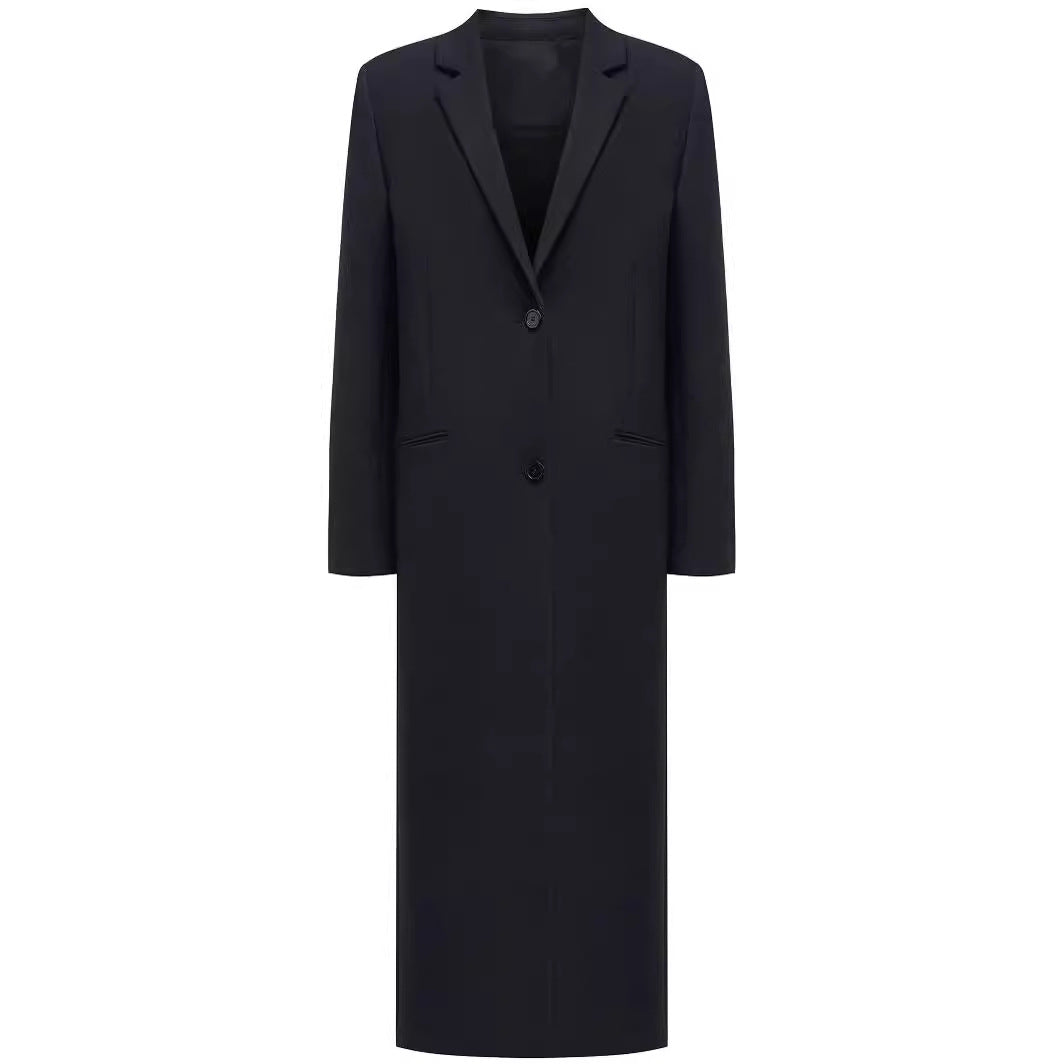 Damen lang geschnittener einreihiger Oversize-Mantel mit schmalem Revers Nord Taschen