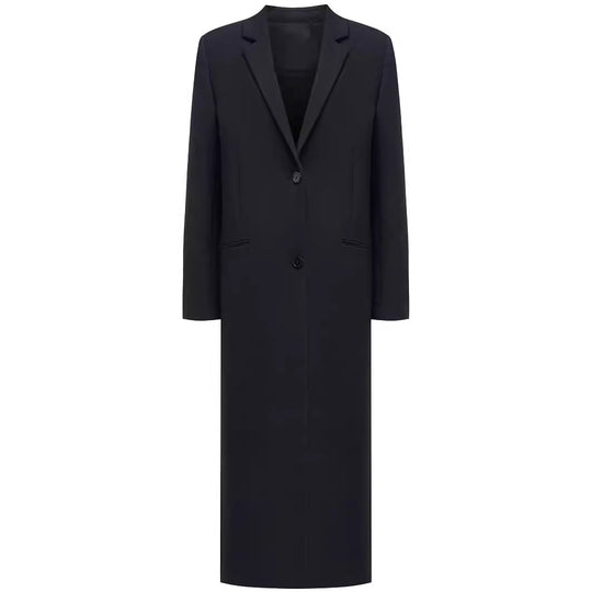 Damen lang geschnittener einreihiger Oversize-Mantel mit schmalem Revers Nord Taschen