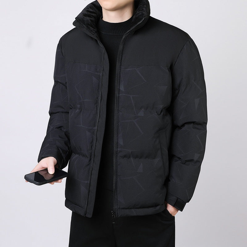 Herren Isolierte Winter-Steppjacke mit geometrischer Ton-in-Ton‑Steppung und hohem Stehkragen Nord Taschen