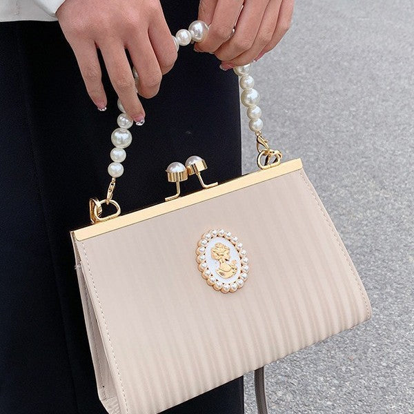 Damen elegante Clutch-Tasche mit Perlenschmuck Nord Taschen