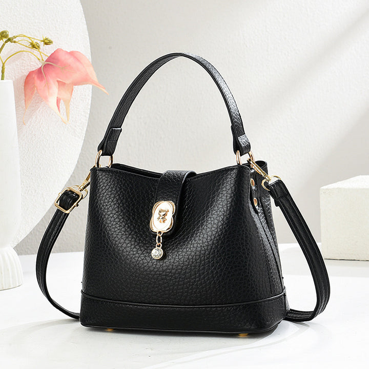 Damen elegante Handtasche mit goldenen Akzenten und abnehmbarem Schulterriemen Nord Taschen