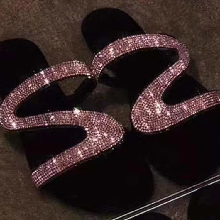 Damen Glamouröse Zehentrenner-Sandalen mit funkelnden Strass-Akzenten
