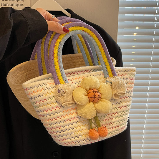 Damen strukturierte Handtasche mit buntem Blumendesign Nord Taschen
