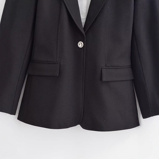 Damen Taillierter Einknopfblazer mit Schalkragen und Pattentaschen Nord Taschen