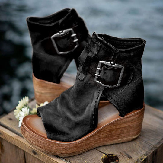 Damen Wedge-Sandaletten mit verstellbarem Schnallenverschluss und komfortablem Fußbett