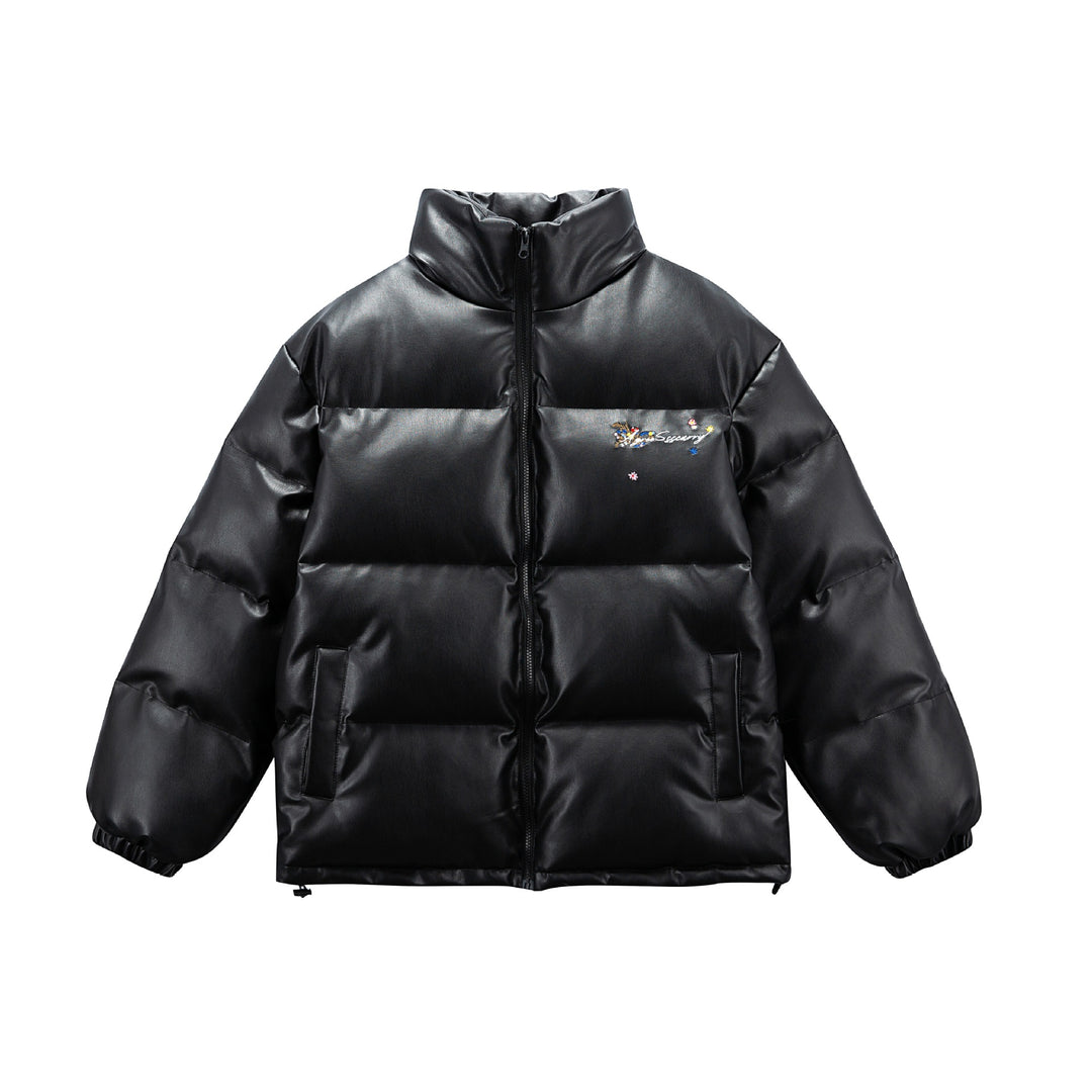 Damen Wattierte Kurzjacke mit floraler Stickerei und hohem Stehkragen Nord Taschen