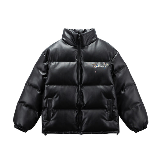 Damen Wattierte Kurzjacke mit floraler Stickerei und hohem Stehkragen Nord Taschen