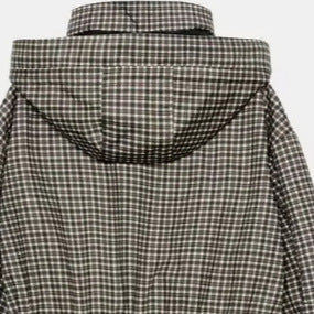 Damen karierter Anorak mit Kapuze und Tunnelzug Nord Taschen