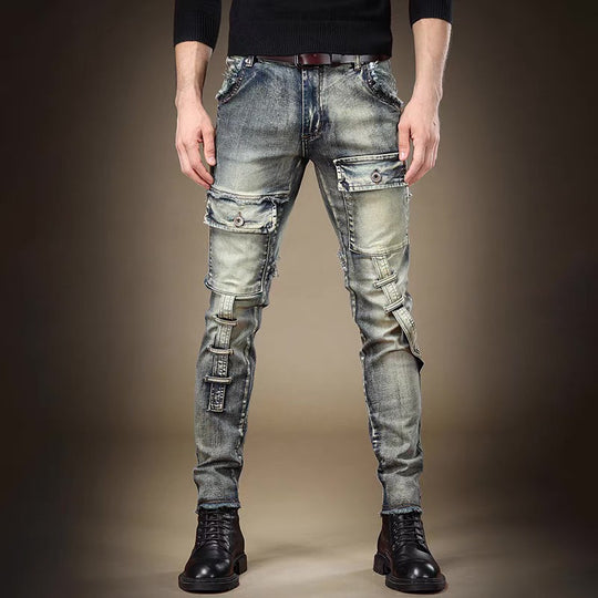 Herren Modische Ripped Jeans mit kreativen Patches Nord Taschen 1788342747