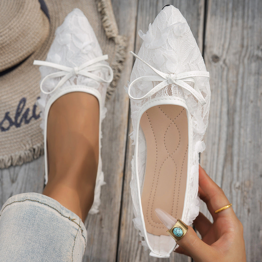 Damen elegante Spitzenschuhe mit floralem Design