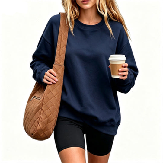 Damen Bequemer Oversized Sweatshirt Nord Taschen