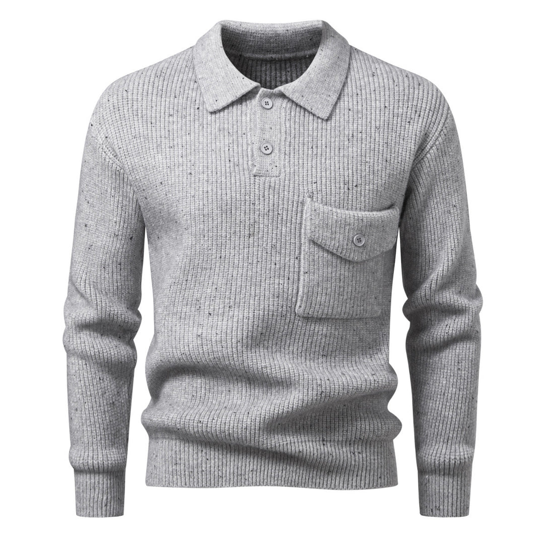 Herren Polokragen-Pullover aus Rippenstrick mit aufgesetzter Brusttasche Nord Taschen