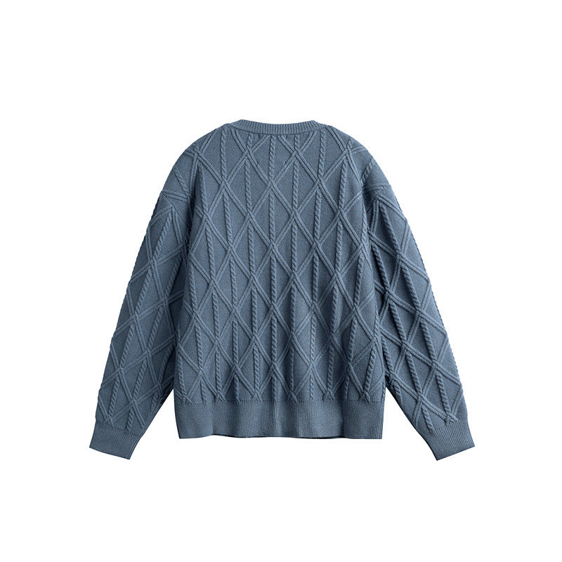 Damen Strickcardigan im Boxy Cut mit strukturierter Rautenmuster, Rundhalsausschnitt und durchgehender Knopfleiste Nord Taschen