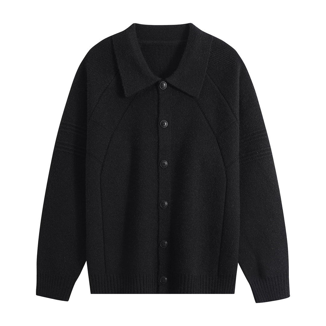 Herren Strickcardigan mit Hemdkragen, Raglanärmeln & geripptem Saum Nord Taschen