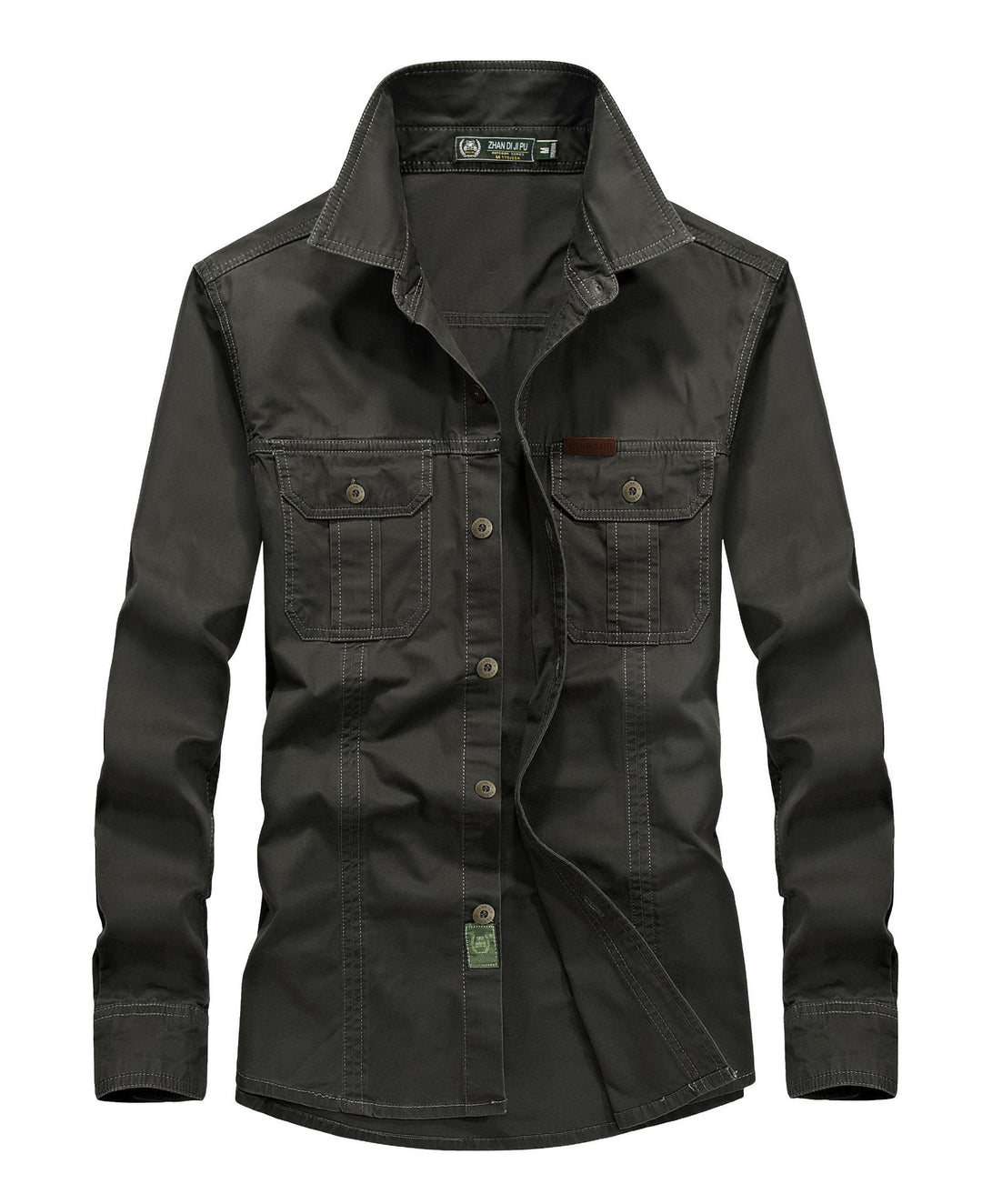 Herren leichtes Canvas-Fieldhemdjacke mit Brustpattentaschen und verstärkten Nähten Nord Taschen