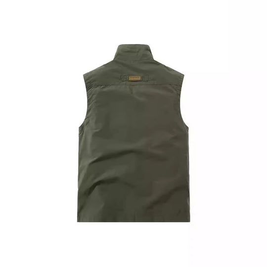 Herren Leichte Utility-Weste mit Stehkragen, Frontklappentaschen und Brustreißverschluss Nord Taschen
