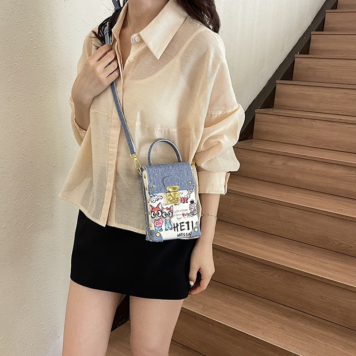 Damen Mini Bag mit Metallic-Oberfläche und Jeans-Akzenten Nord Taschen