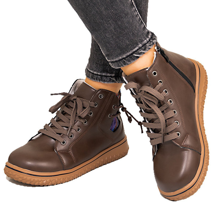 Damen nan gefütterte Schnür-Stiefelette mit seitlichem Reißverschluss und profilierter Gummisohle Nord Taschen