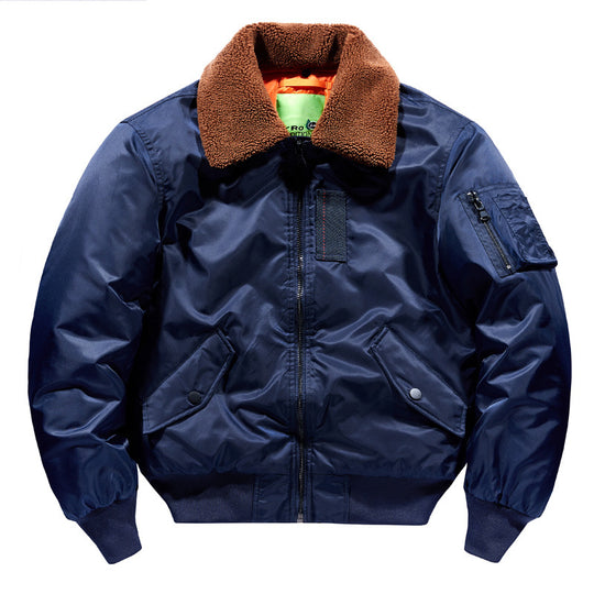 Herren Pilotenbomberjacke mit Teddykragen und Utility-Ärmeltasche Nord Taschen