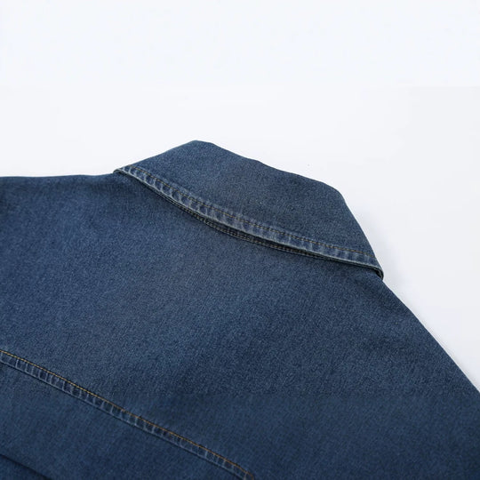 Damen Kurzärmeliges Denim-Hemdkleid mit durchgehender Knopfleiste und Brustklappentaschen Nord Taschen