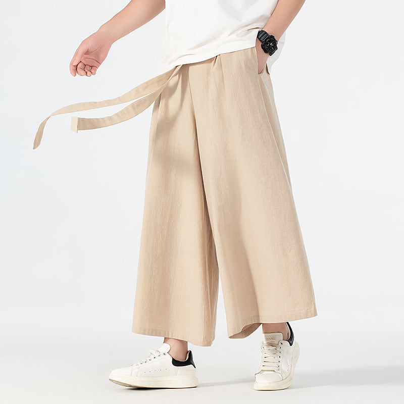 Damen Culotte-Style Hosenrock mit weitem Bein und Bindegürtel Nord Taschen