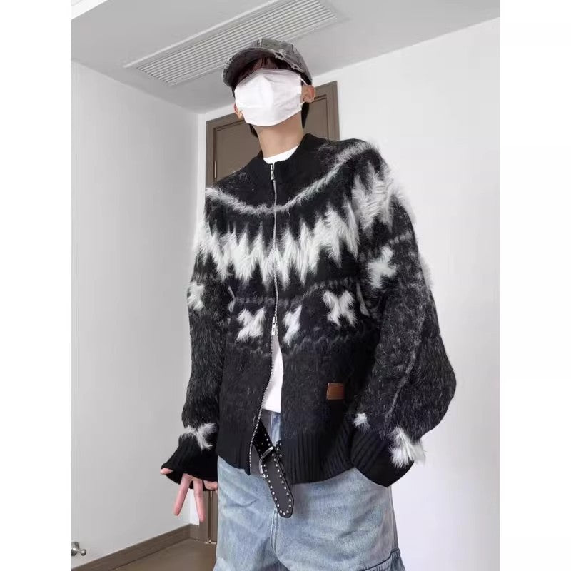 Herren Modische Strickjacke mit einzigartigem Muster Nord Taschen