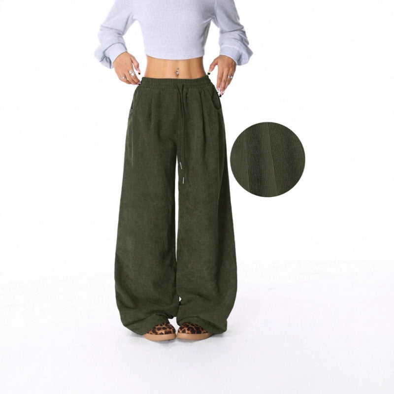 Damen Weite Cordhose mit hohem elastischem Bund und Kordel Nord Taschen