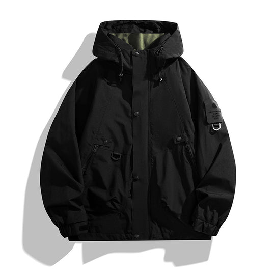 Herren Technische Oversized-Fieldjacke mit wasserabweisender Membran, Utility-Ringen und verdeckter Druckknopfleiste Nord Taschen
