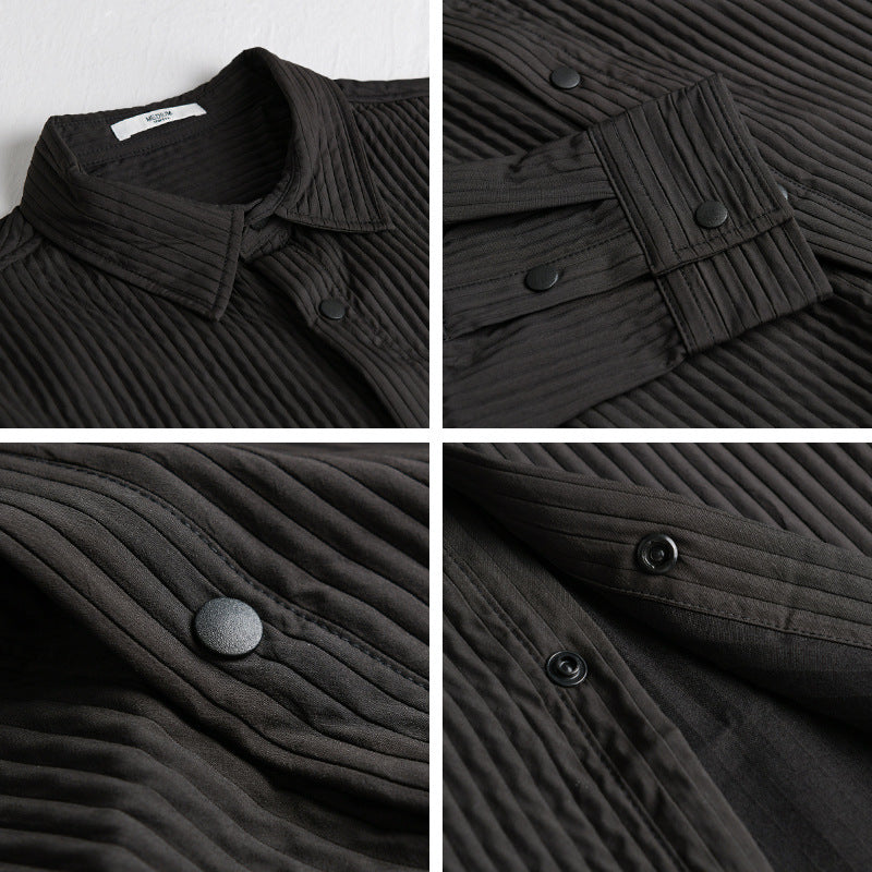 Herren Gestepptes Overshirt aus leichter Baumwollstruktur mit Druckknopfleiste Nord Taschen