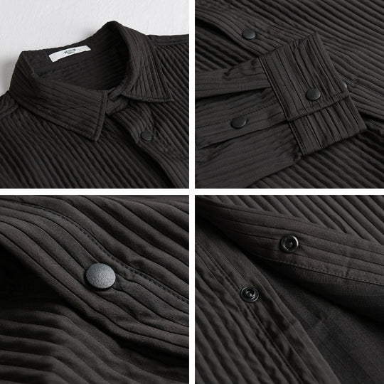 Herren Gestepptes Overshirt aus leichter Baumwollstruktur mit Druckknopfleiste Nord Taschen