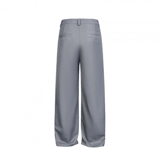 Damen Weite Bundfalten-Hose mit hoher Taille und sichtbarer Knopfleiste Nord Taschen