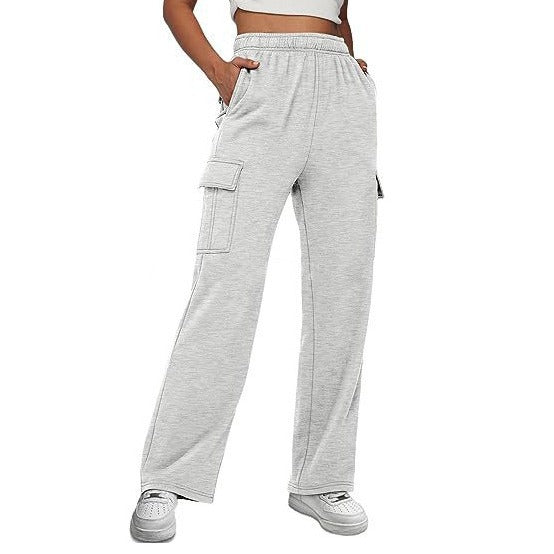 Damen Cargo-Hose mit weitem Bein, elastischem Bund und Cargotaschen Nord Taschen