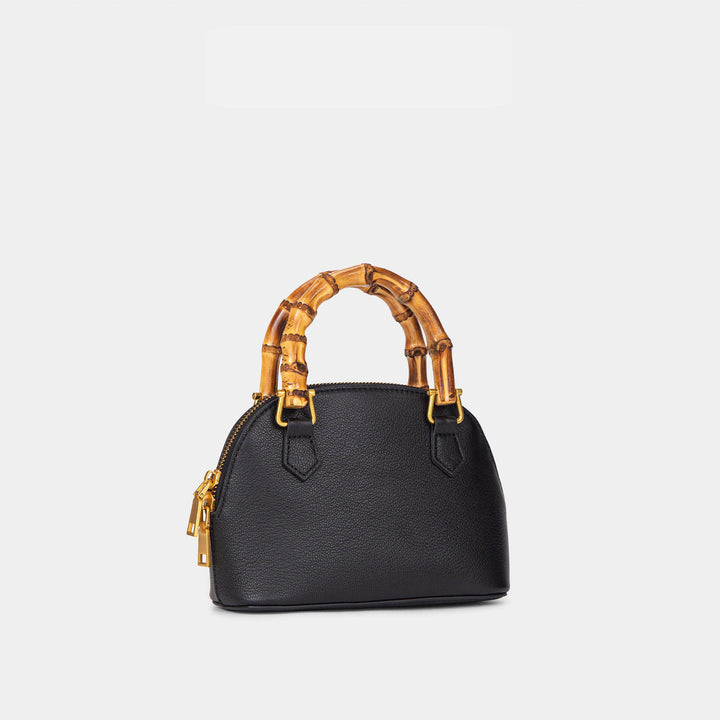 Damen modische Mini-Tasche mit Bambusgriff und edlem Leder Nord Taschen