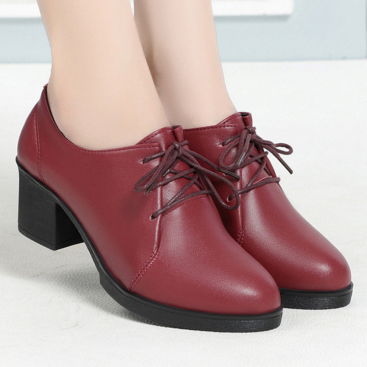Damen Elegante Schnürschuhe mit bequemen Blockabsatz und modischem Obermaterial