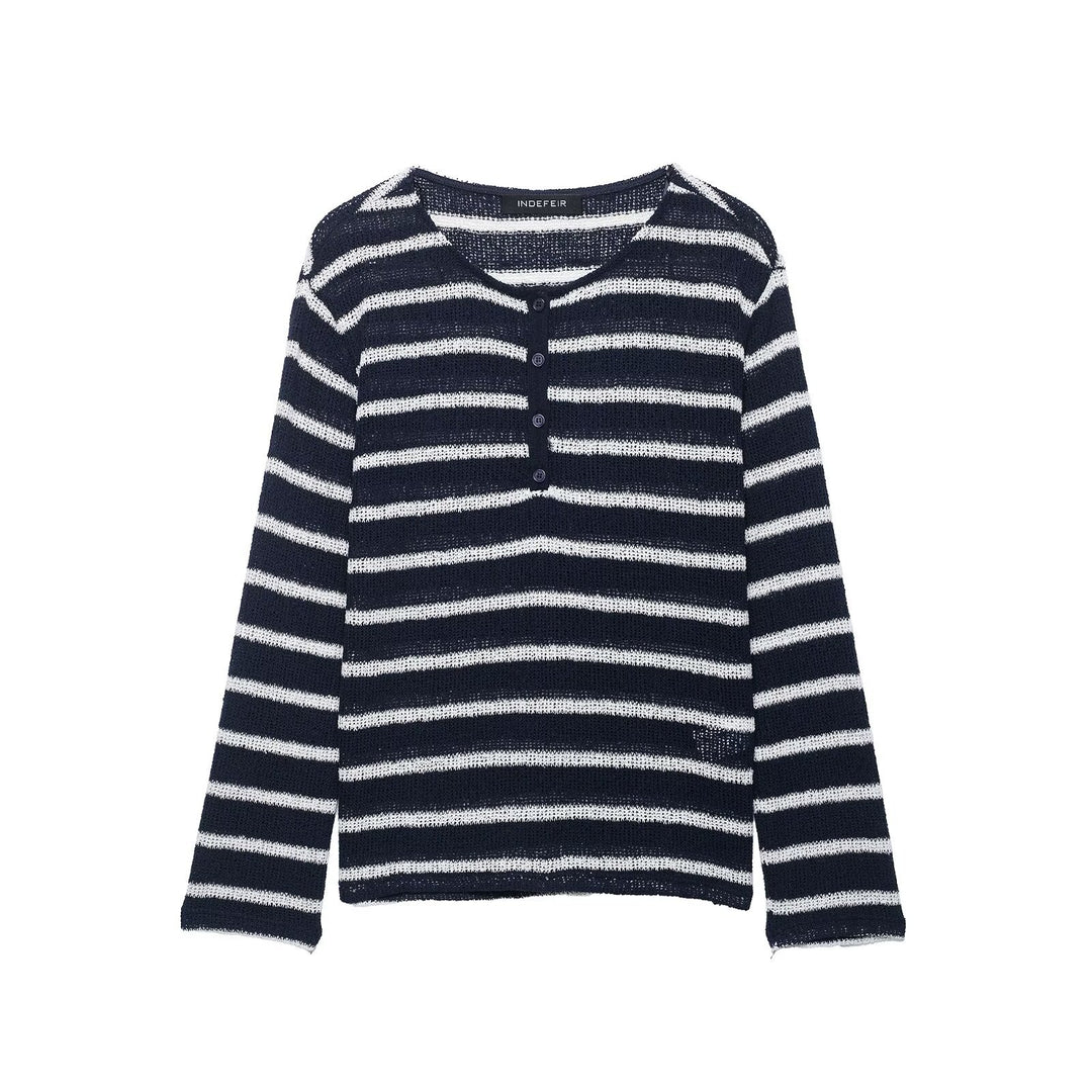 Damen Streifensweater mit Knopfleiste und leichtem Strukturstrick Nord Taschen