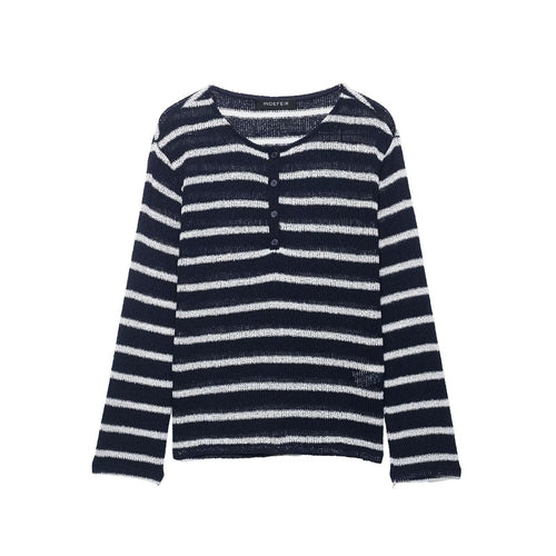 Damen Streifensweater mit Knopfleiste und leichtem Strukturstrick Nord Taschen