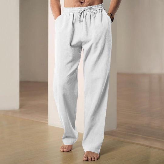 Herren komfortable Leinen-Loungehose mit extra weitem Bein, verstellbarem Kordelbund und atmungsaktiver Sommerqualität Nord Taschen