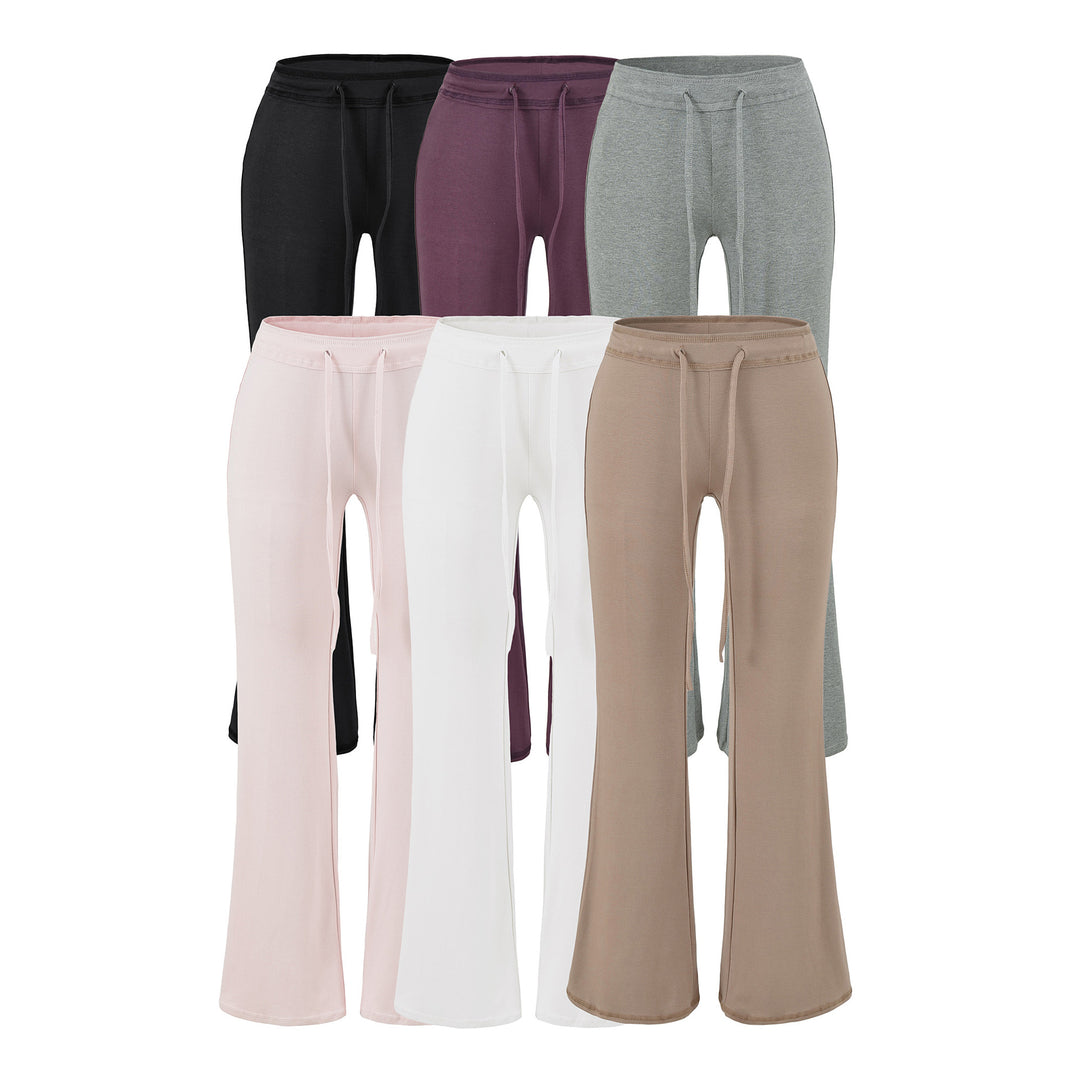 Damen Fließende Jersey-Hose mit hohem Bund, Kordelzug und ausgestelltem Bein Nord Taschen