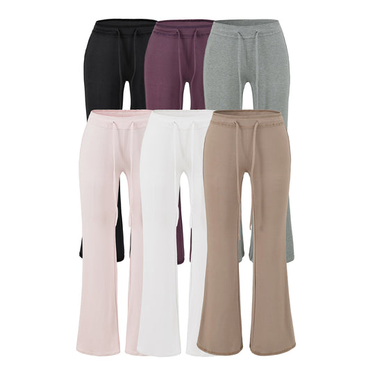 Damen Fließende Jersey-Hose mit hohem Bund, Kordelzug und ausgestelltem Bein Nord Taschen