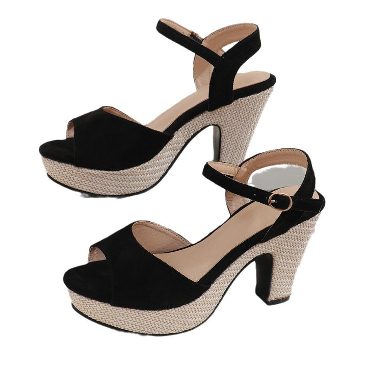 Damen Plateau-Sandaletten mit elastischem Riemendesign und bequemer Sohle