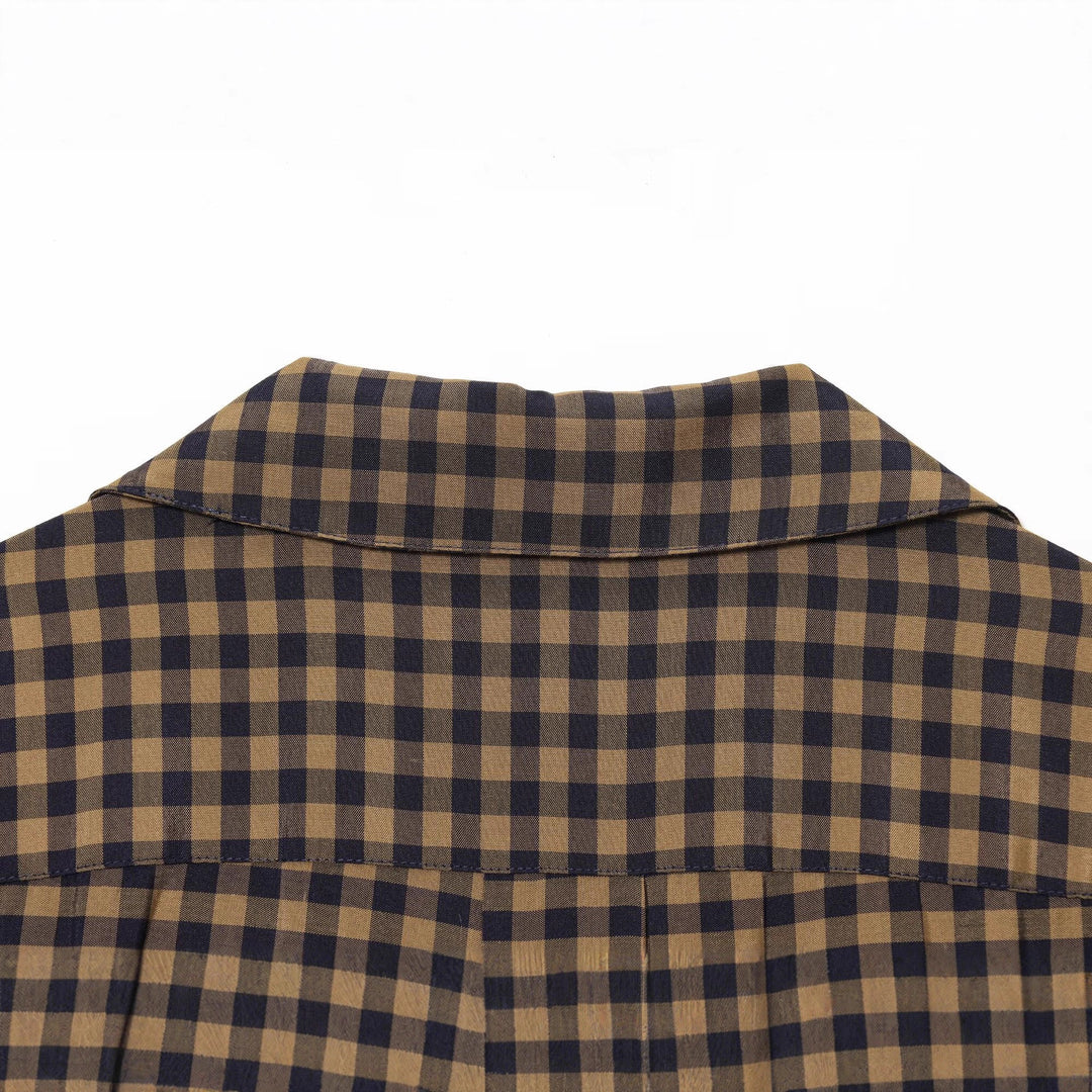 Damen Wickelkleid mit Vichy-Karo, Hemdkragen und Taillenband Nord Taschen