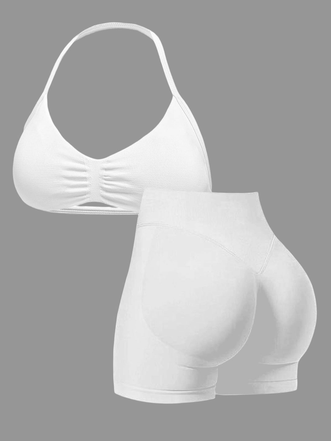 Damen Sport-Bikini-Oberteil mit hoch geschnittenen Shorts und nahtlosem Design