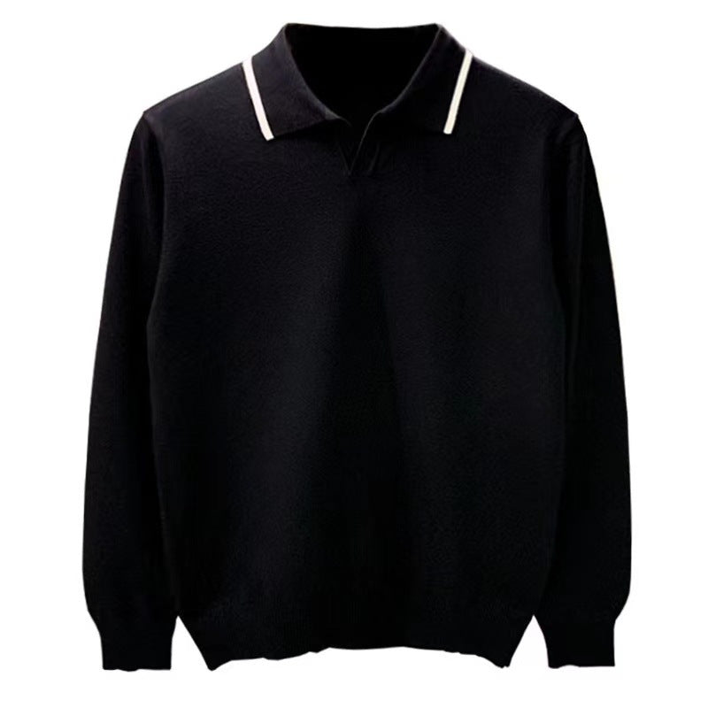 Herren Feinstrick-Polopullover mit offenem Polokragen und kontrastierter Kanten Nord Taschen