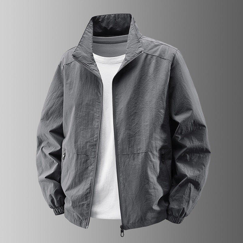 Herren Ultraleichte Funktions-Übergangsjacke mit Stehkragen, Zwei-Wege-Reißverschluss & verdeckten Reißverschlusstaschen Nord Taschen