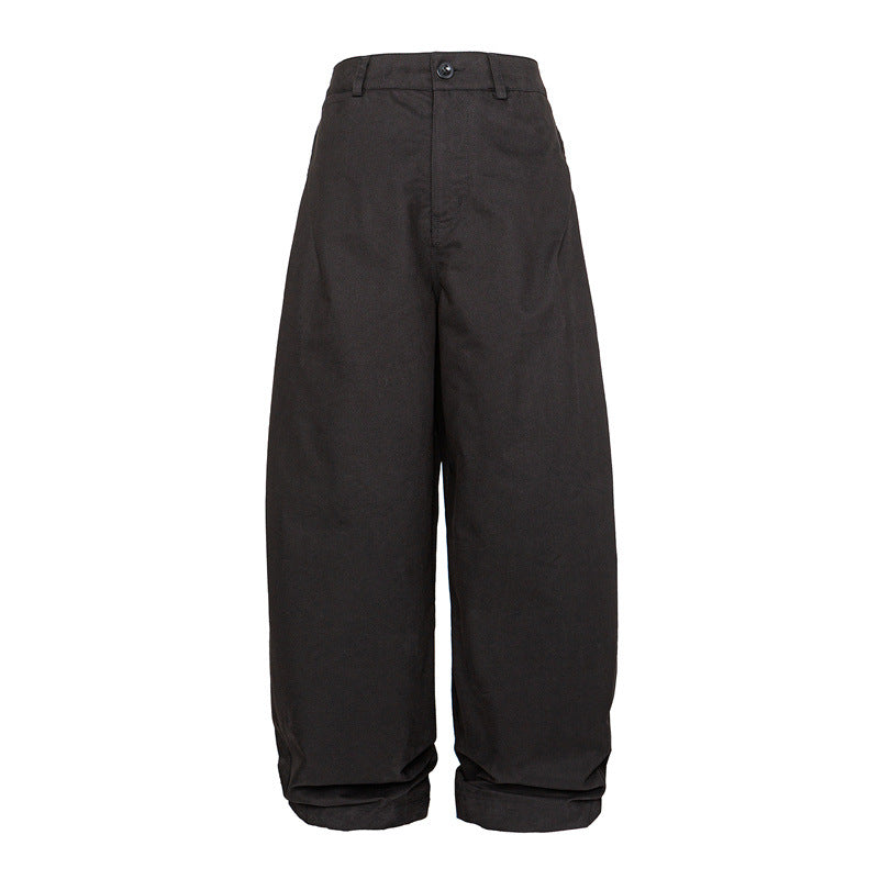 Damen Hohe Taillenweite Culotte-Hose aus schwerer Baumwollmischung mit Umschlagbund Nord Taschen