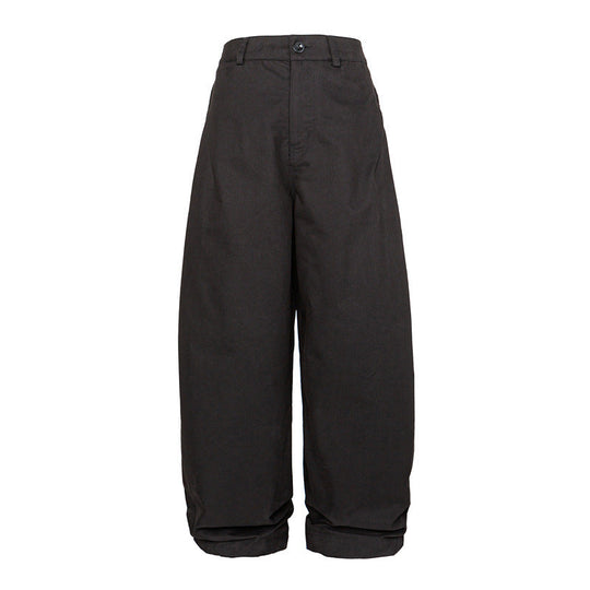 Damen Hohe Taillenweite Culotte-Hose aus schwerer Baumwollmischung mit Umschlagbund Nord Taschen